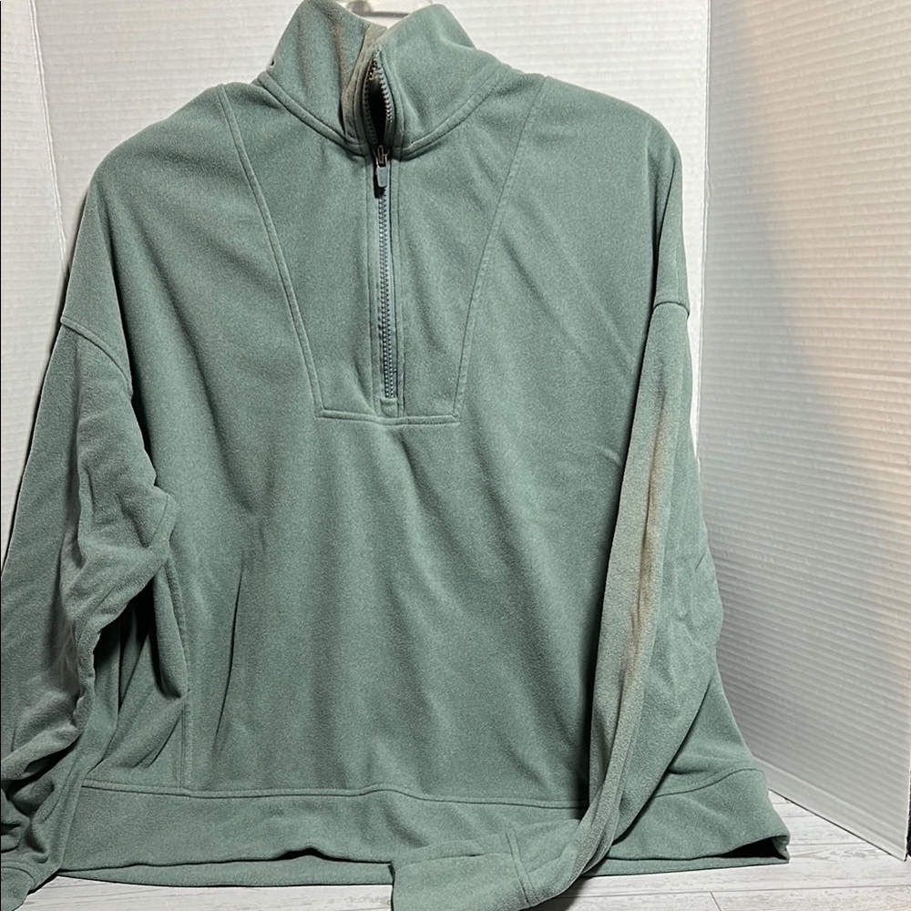 RBX Cropped Green Half-Zip Sweatshirt with High Collar